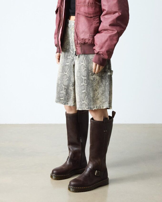 Anistone Diz Boyu Crazy Horse Deri Biker Botlar Anistone Diz Boyu Crazy Horse Deri Biker Botlar