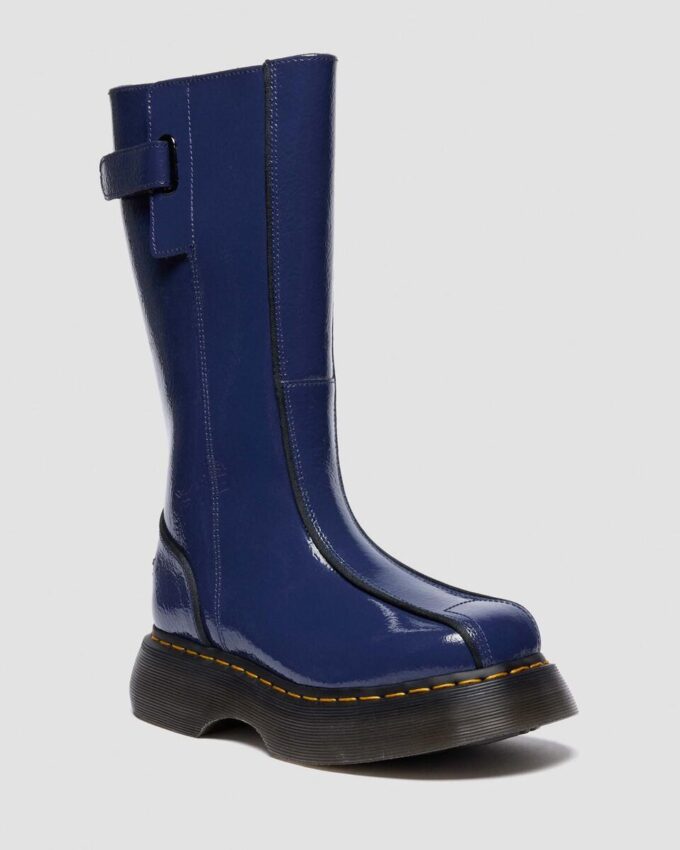 BUZZ HI Uzun Distressed Patent Leather Botlar BUZZ HI Uzun Distressed Patent Leather Botlar