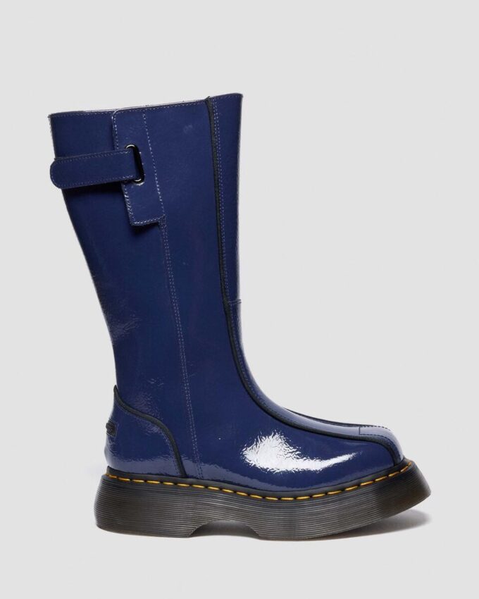 BUZZ HI Uzun Distressed Patent Leather Botlar BUZZ HI Uzun Distressed Patent Leather Botlar