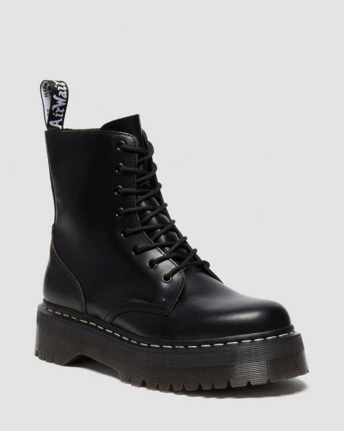 Jadon Beyaz Dikişli Smooth Leather Platform Botlar