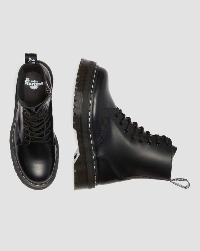 Jadon Beyaz Dikişli Smooth Leather Platform Botlar