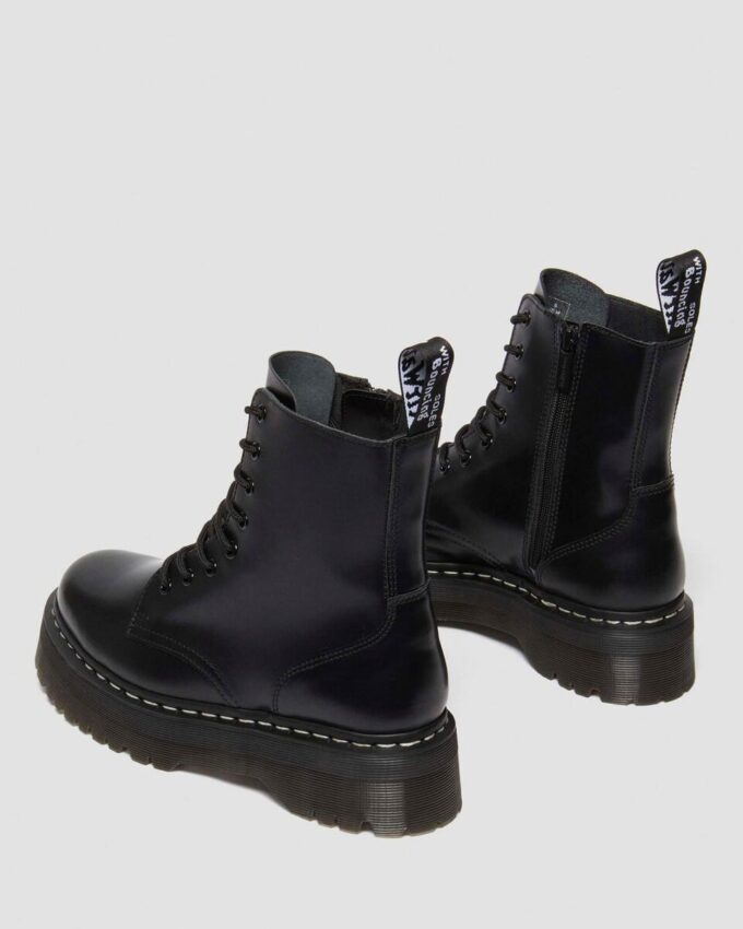 Jadon Beyaz Dikişli Smooth Leather Platform Botlar