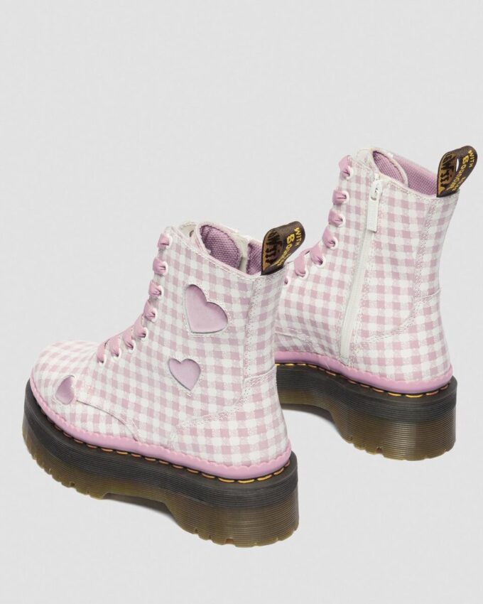 JADON HEART Gingham Deri Platform Botlar JADON HEART Gingham Deri Platform Botlar