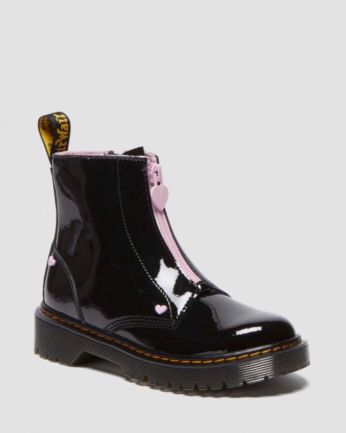 Junior Heart Nappa Patent Leather Çekmeli Botlar Junior Heart Nappa Patent Leather Çekmeli Botlar
