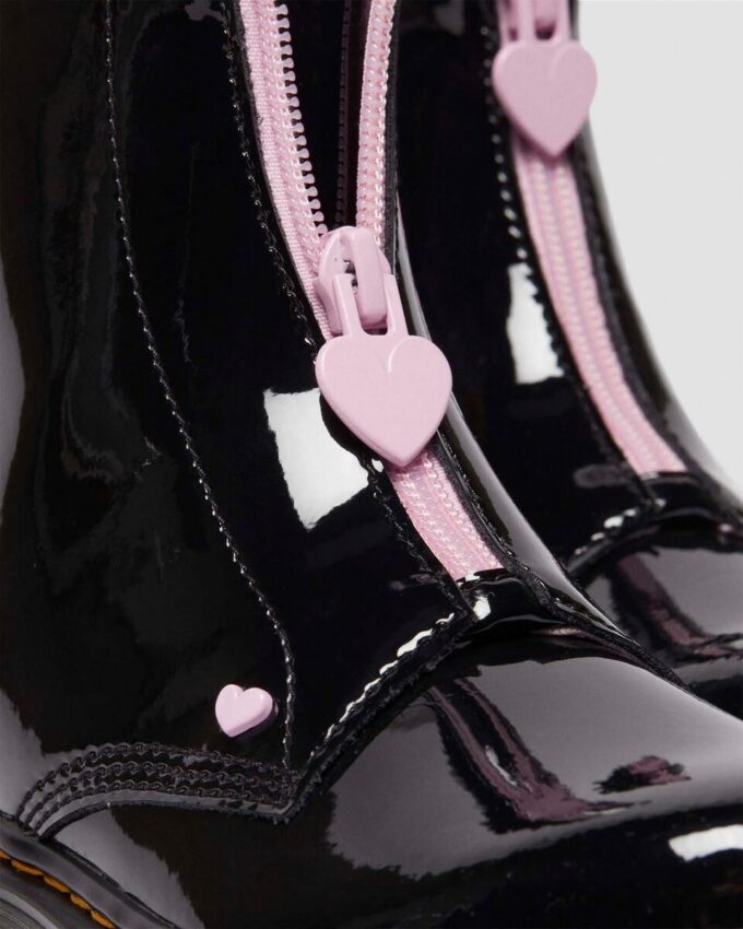 Junior Heart Nappa Patent Leather Çekmeli Botlar Junior Heart Nappa Patent Leather Çekmeli Botlar
