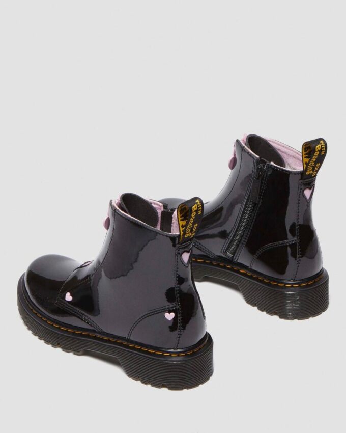 Junior Heart Nappa Patent Leather Çekmeli Botlar Junior Heart Nappa Patent Leather Çekmeli Botlar