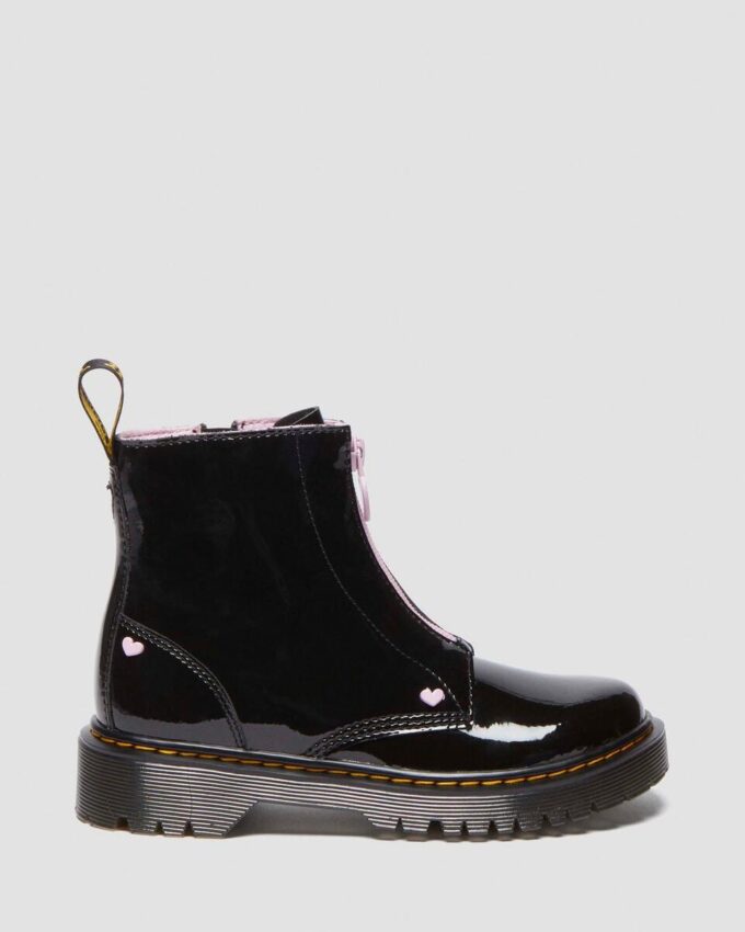 Junior Heart Nappa Patent Leather Çekmeli Botlar Junior Heart Nappa Patent Leather Çekmeli Botlar