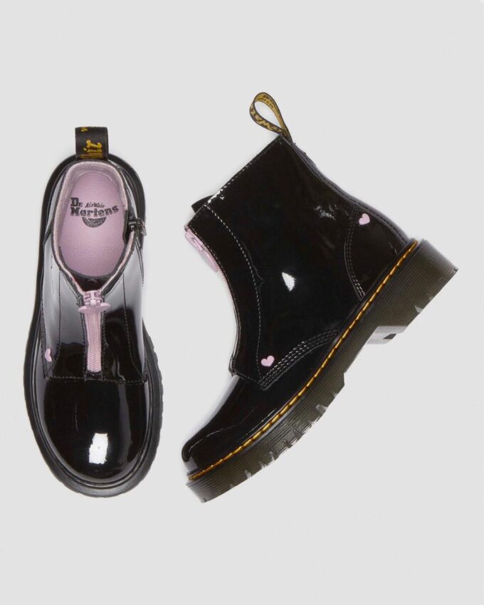 Junior Heart Nappa Patent Leather Çekmeli Botlar Junior Heart Nappa Patent Leather Çekmeli Botlar
