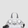 Mini Üst Saplı Çanta Gümüş Patent Leather Çanta Mini Üst Saplı Çanta Gümüş Patent Leather Çanta
