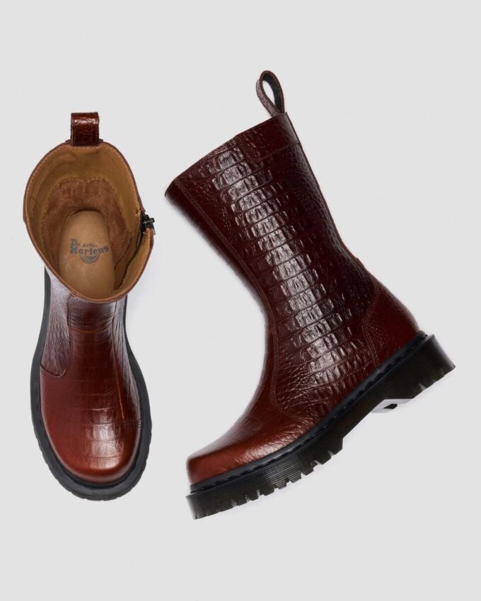 REJENA Croc Emboss Deri Botlar REJENA Croc Emboss Deri Botlar