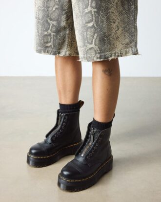 SINCLAIR Milled Nappa Leather Platform Botlar