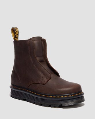 Zebzag Laceless Slip On Deri Botlar
